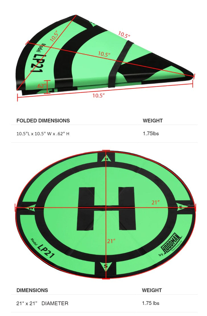 Hoodman Weighted Trifold Drone Landing Pad LP21