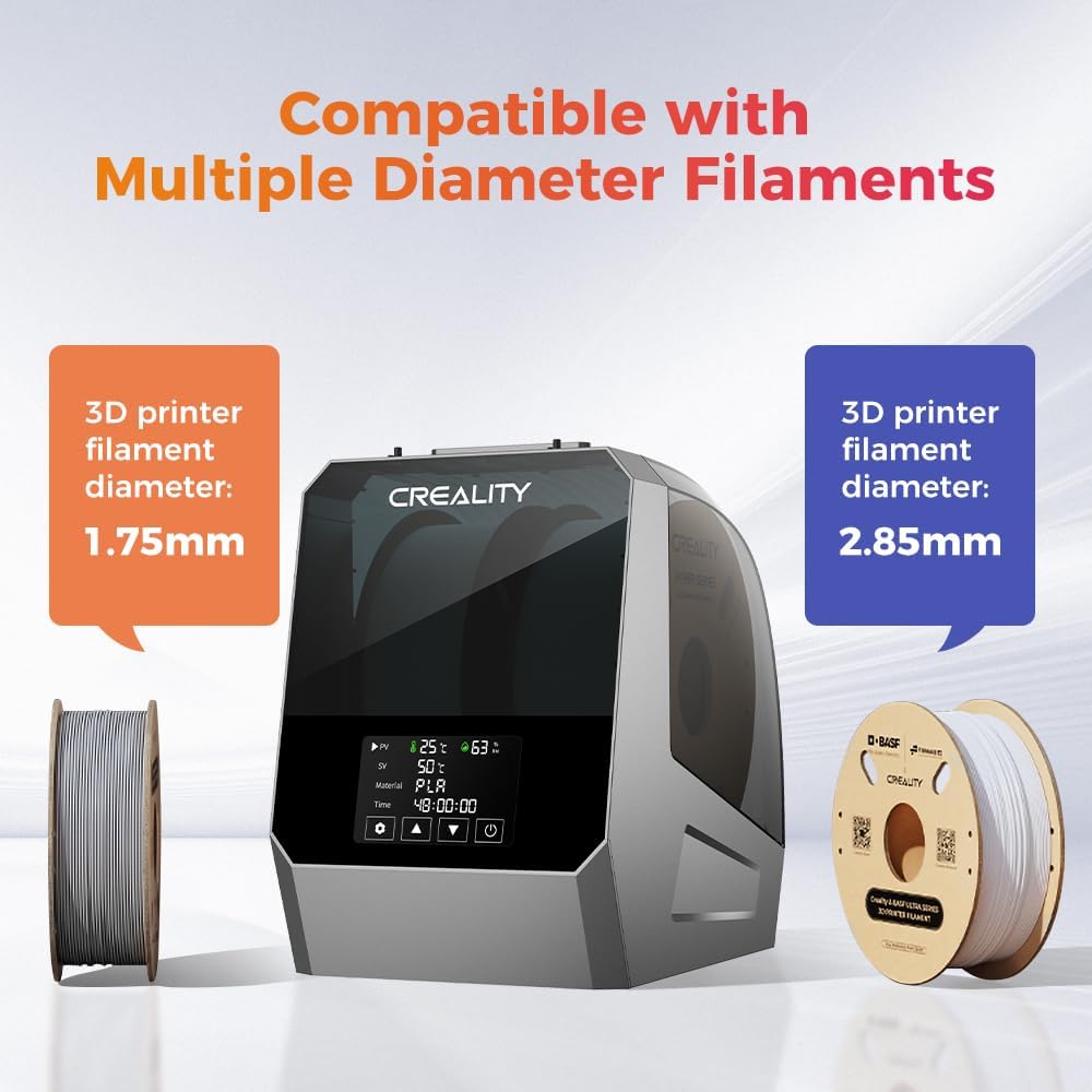 Creality Space PI Filament Dryer Plus, Dual-Spool 3D Printing Filament Dryer Box