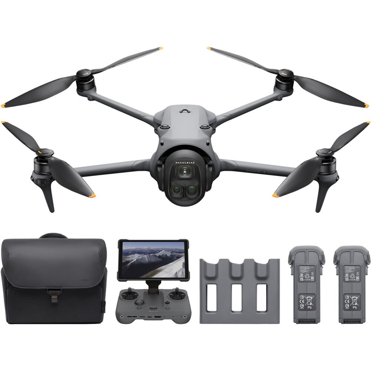 DJI Mavic 4 Pro Creator Combo drone with professional camera system, controller, batteries, and accessories for advanced aerial photography and video production