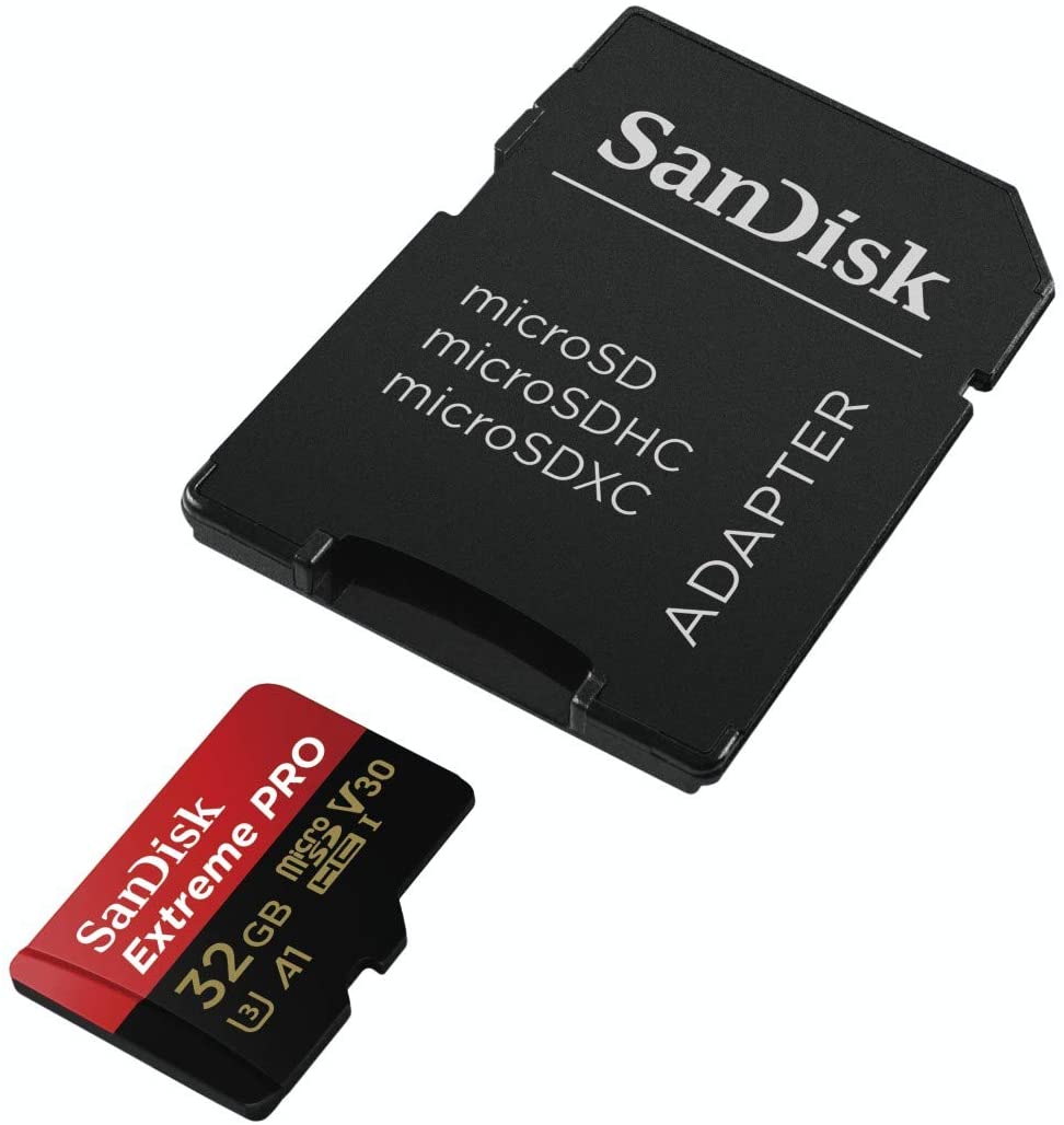 SanDisk - 32GB Extreme PRO microSDHC Memory Card Plus SD Adapter up to 100 MB/s, Class 10, U3