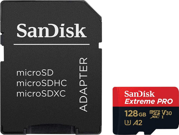 SanDisk - Extreme Pro SDXC UHS-I U3 A2 V30 128GB + Adapter