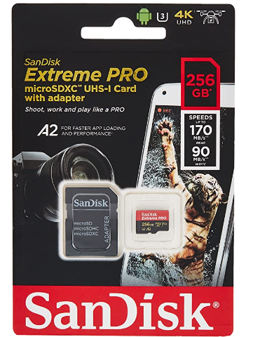 SanDisk - 256GB Extreme Pro MicroSDXC UHS-1 Card with adapter