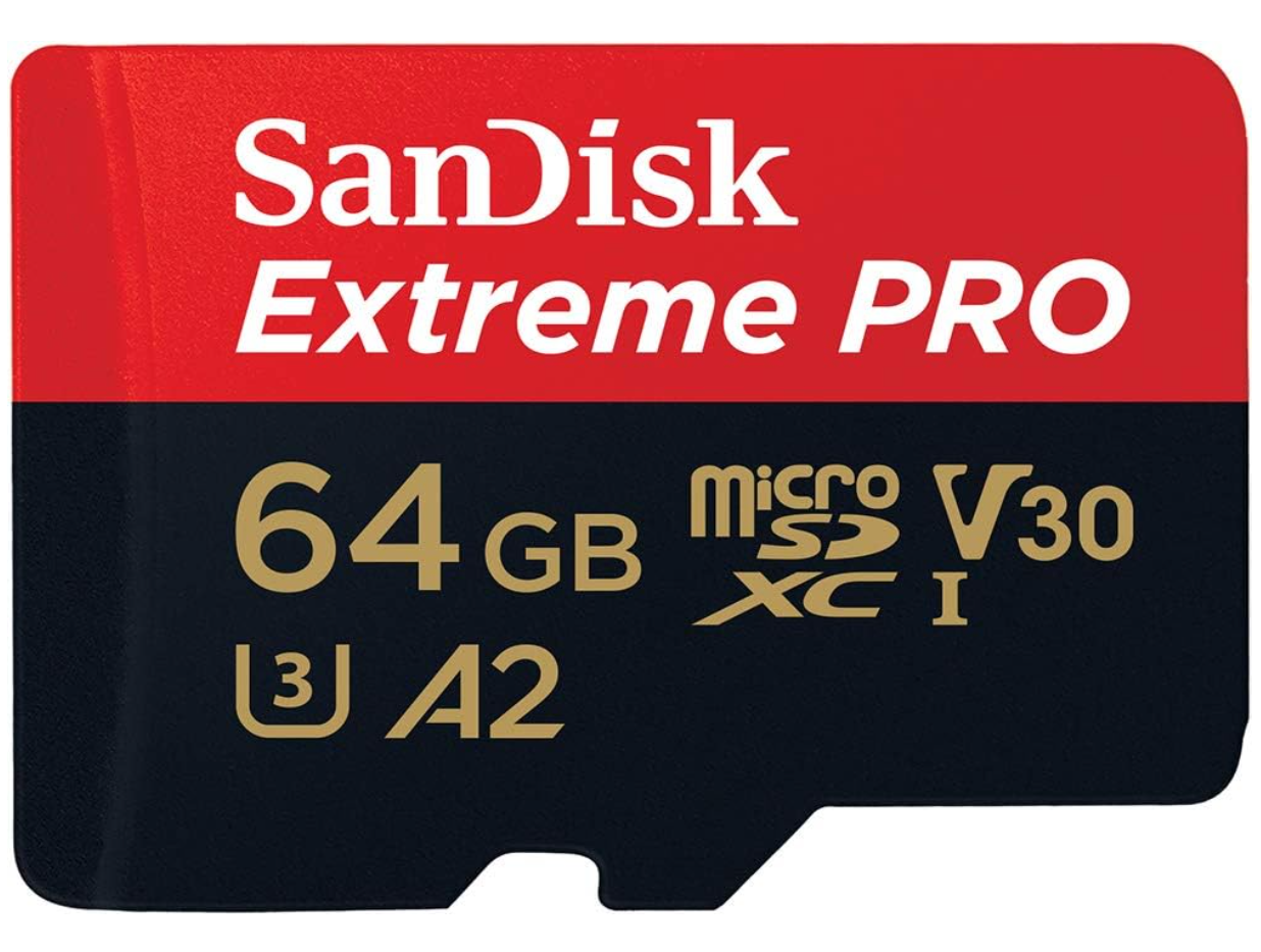 SanDisk 64GB Extreme Pro microSD UHS-I Card with Adapter